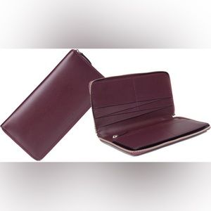 EVERLANE THE SLIM ZIP ZIP AROUND LEATHER BURGUNDY WALLET